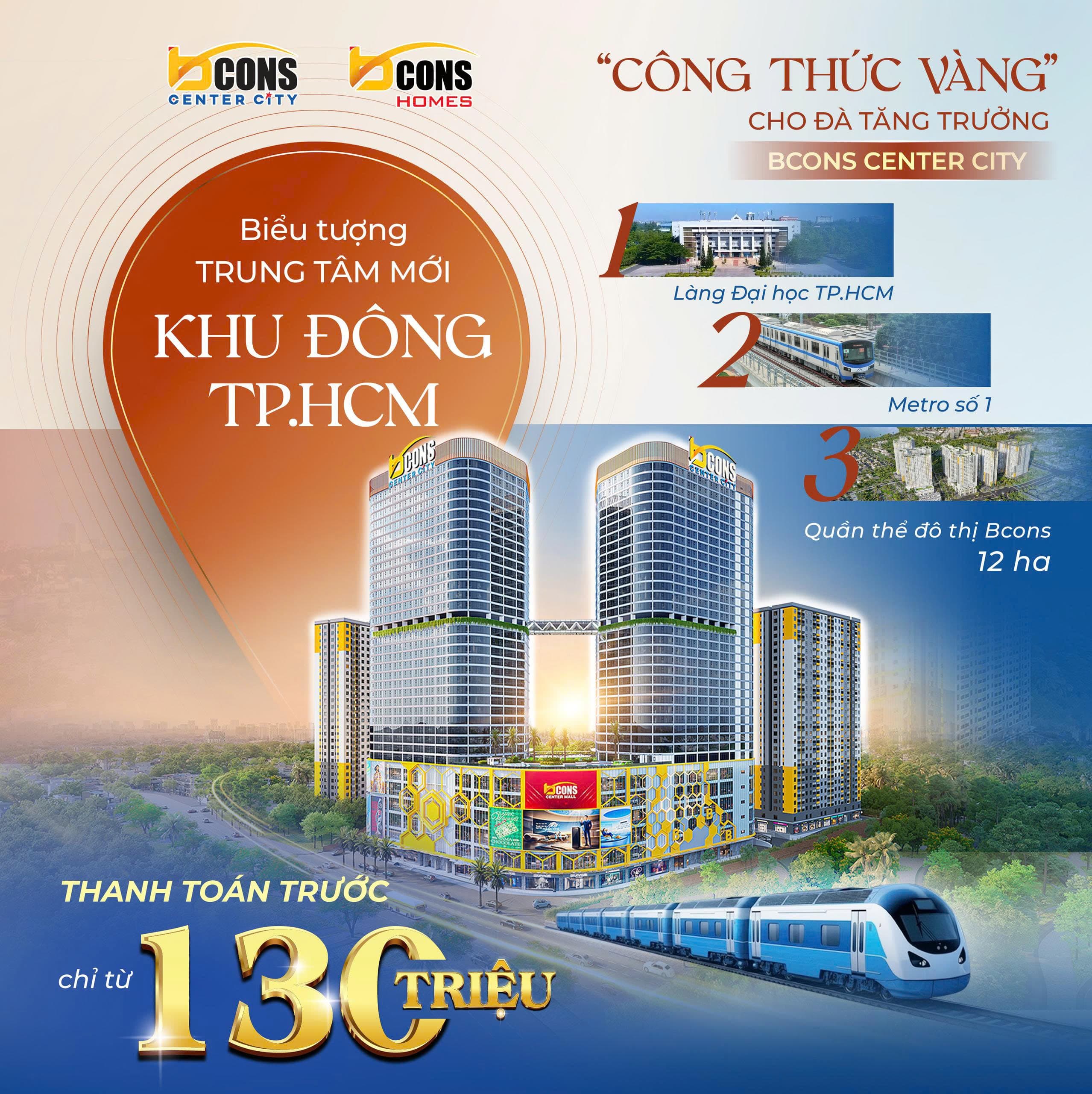 Bcons Center City – Cơ Hội Gia Tăng Giá Trị Bất Động Sản Khu Đông TP.HCM Đang Tăng Trưởng Rõ Rệt