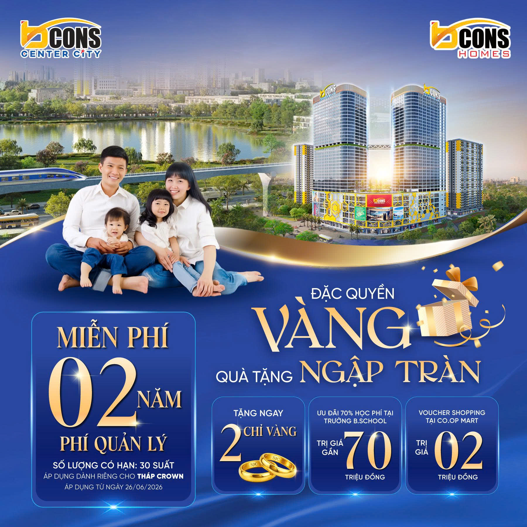 Tổng hợp các chương trình chính sách ưu đãi Bcons Center City và đặc quyền dành riêng cho khách hàng sở hữu căn hộ Bcons Center City trong giai đoạn hiện tại.