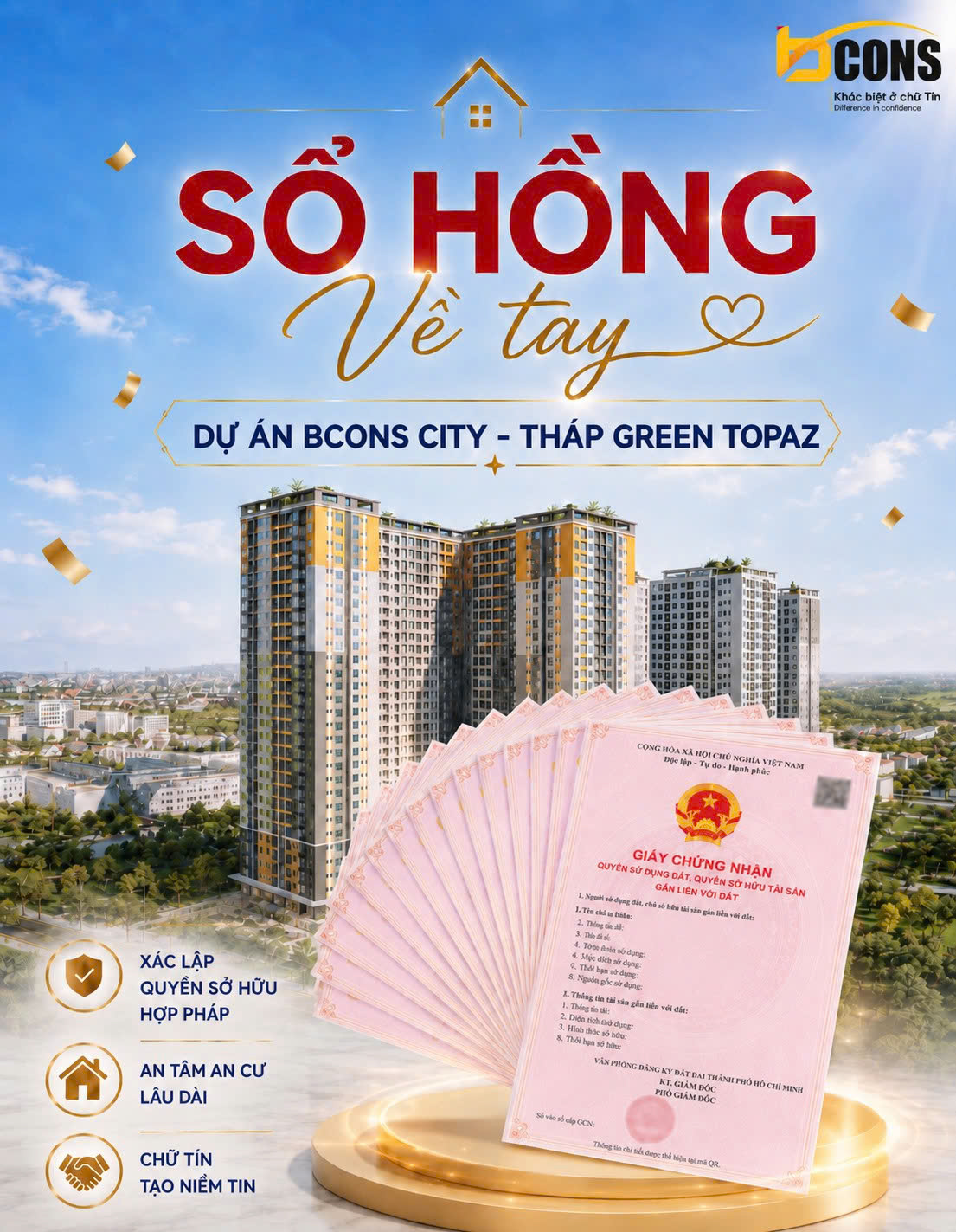 Sổ hồng Bcons City tháp Green Topaz