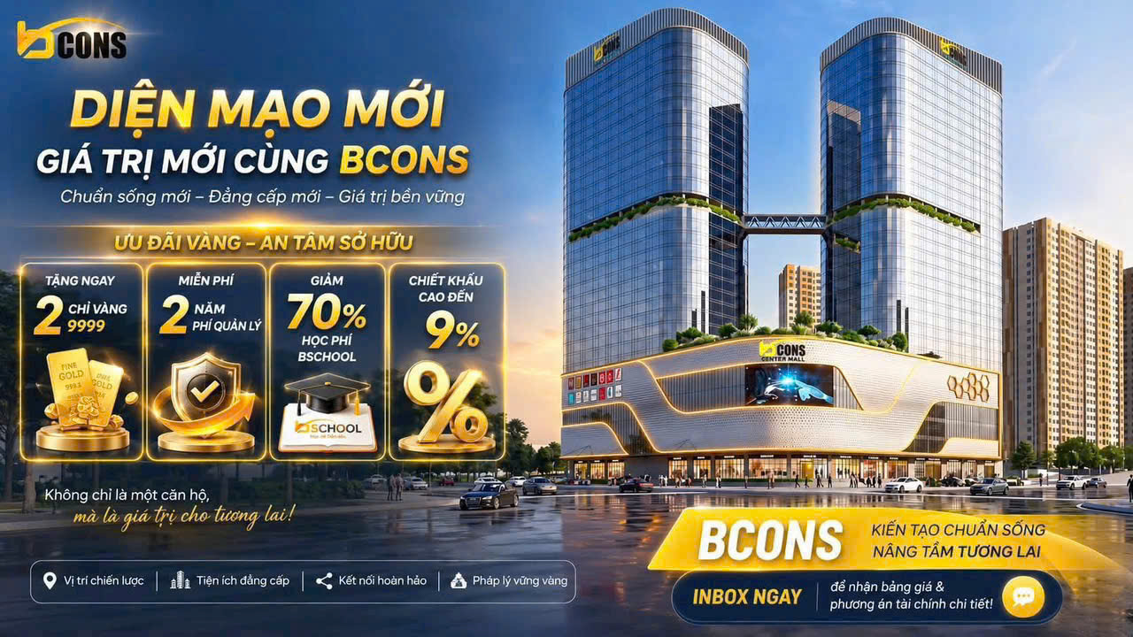 Phối cảnh toàn khu Bcons Center City với diện mạo mới lung linh, sang trọng